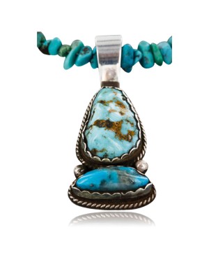 Handmade Certified Authentic Navajo .925 Sterling Silver andONE Mountain Turquoise Native American Necklace 370986578568