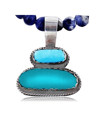 Handmade Certified Authentic Navajo .925 Sterling Silver andONE Mountain Turquoise Native American Necklace 390749501488