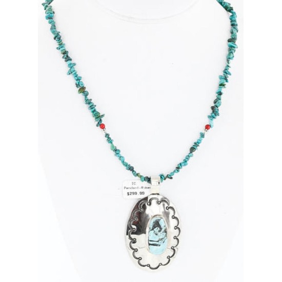 HANDMADE Certified Authentic Navajo .925 Sterling Silver Beauty Turquoise Native American Necklace 390889966225