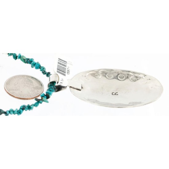 HANDMADE Certified Authentic Navajo .925 Sterling Silver Beauty Turquoise Native American Necklace 390889966225