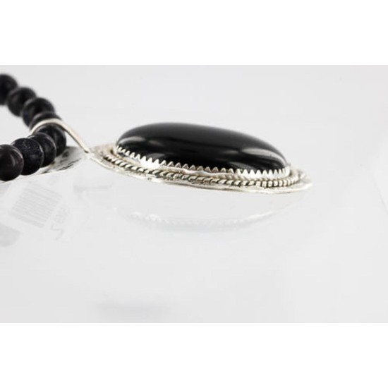 Handmade Certified Authentic Navajo .925 Sterling Silver BLACK ONYX and Turquoise Native American Necklace 371014426959