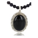 Handmade Certified Authentic Navajo .925 Sterling Silver BLACK ONYX and Turquoise Native American Necklace 371014426959