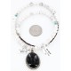 Handmade Certified Authentic Navajo .925 Sterling Silver BLACK ONYX and WHITE Turquoise Native American Necklace 371020814624
