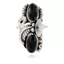 Handmade Navajo .925 Sterling Silver Black Onyx Native American Ring 26206-2