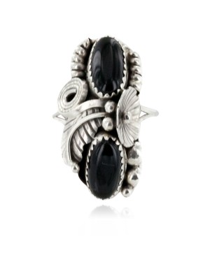 Handmade Certified Authentic Navajo .925 Sterling Silver Black Onyx Native American Ring  26206-2