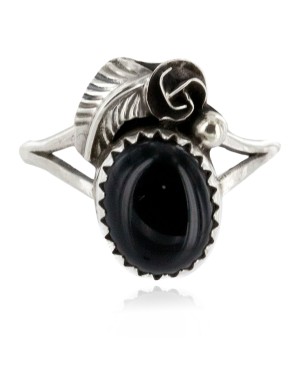 Handmade Certified Authentic Navajo .925 Sterling Silver Black Onyx Native American Ring Size 5 1/4 26203-44