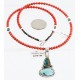 HANDMADE Certified Authentic Navajo .925 sterling Silver Cripple Turquoise with Coral Native American Necklace 371105033980
