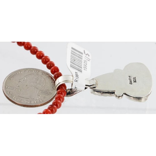 HANDMADE Certified Authentic Navajo .925 sterling Silver Cripple Turquoise with Coral Native American Necklace 371105033980