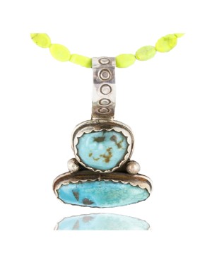 Handmade Certified Authentic Navajo .925 Sterling Silver GASPEITE and Turquoise Native American Necklace 371008474956