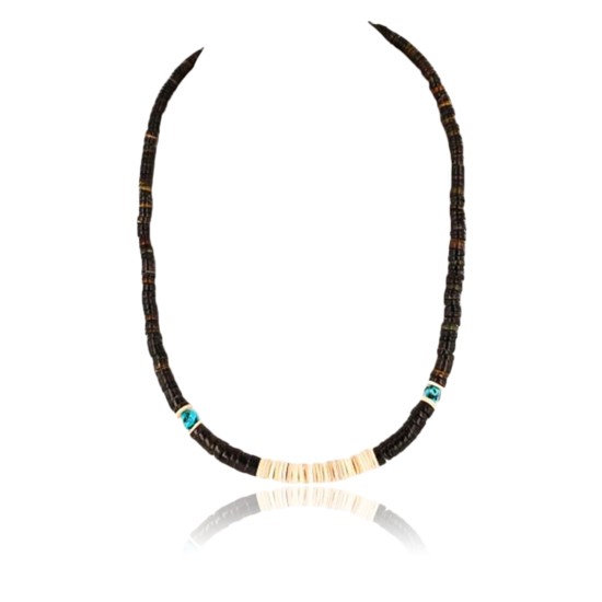 Handmade Certified Authentic Navajo .925 Sterling Silver Graduated Heishi, Turquoise and Spiny Oyster Native American Necklace 390739575384
