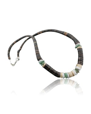 Handmade Certified Authentic Navajo .925 Sterling Silver Graduated Heishi Turquoise Spiny Native American Necklace 370970658315