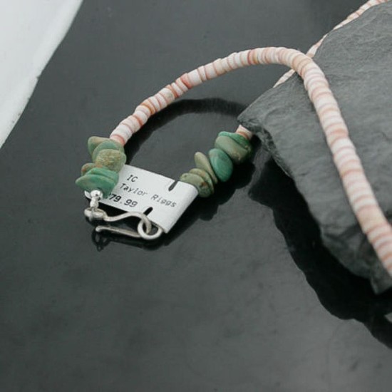 Handmade Certified Authentic Navajo .925 Sterling Silver Graduated Melon Shell and Turquoise Native American Necklace 370972162753 Handmade Certified Authentic Navajo .925 Sterling Silver Graduated Melon Shell and Turquoise Native American Necklace 370972162753