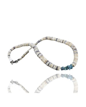 Handmade Certified Authentic Navajo .925 Sterling Silver Graduated Melon Shell and Turquoise Native American Necklace 370977928639