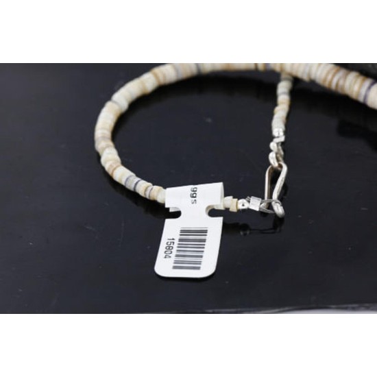 Handmade Certified Authentic Navajo .925 Sterling Silver Graduated Melon Shell and Turquoise Native American Necklace 370980665640