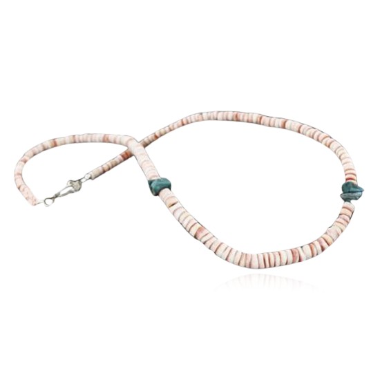 Handmade Certified Authentic Navajo .925 Sterling Silver Graduated Melon Shell and Turquoise Native American Necklace 390738130606 Handmade Certified Authentic Navajo .925 Sterling Silver Graduated Melon Shell and Turquoise Native American Necklace 390738130606
