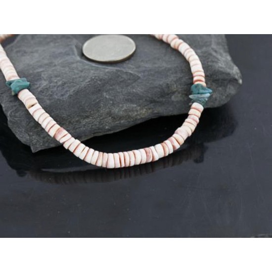 Handmade Certified Authentic Navajo .925 Sterling Silver Graduated Melon Shell and Turquoise Native American Necklace 390738130606 Handmade Certified Authentic Navajo .925 Sterling Silver Graduated Melon Shell and Turquoise Native American Necklace 390738130606