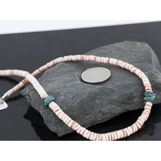 Handmade Certified Authentic Navajo .925 Sterling Silver Graduated Melon Shell and Turquoise Native American Necklace 390738130606 Handmade Certified Authentic Navajo .925 Sterling Silver Graduated Melon Shell and Turquoise Native American Necklace 390738130606