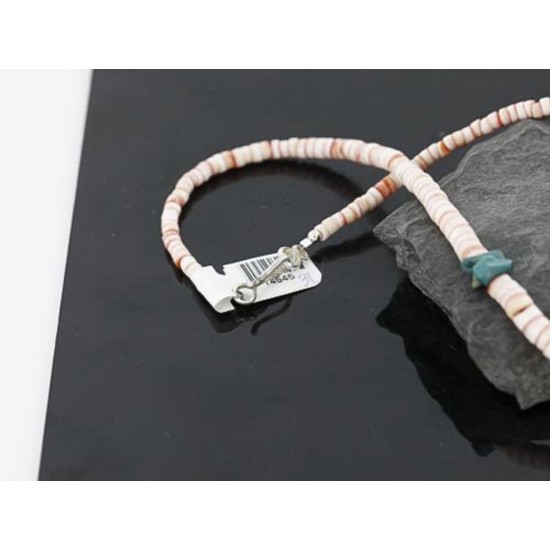Handmade Certified Authentic Navajo .925 Sterling Silver Graduated Melon Shell and Turquoise Native American Necklace 390738130606 Handmade Certified Authentic Navajo .925 Sterling Silver Graduated Melon Shell and Turquoise Native American Necklace 390738130606