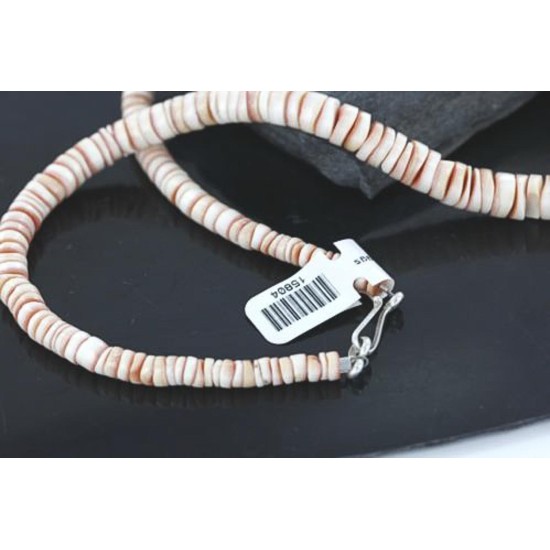 Handmade Certified Authentic Navajo .925 Sterling Silver Graduated Melon Shell and Turquoise Native American Necklace 390738767527