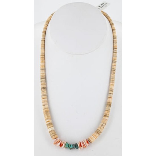 Handmade Certified Authentic Navajo .925 Sterling Silver Graduated Melon Shell and Turquoise Native American Necklace 390751428304 Handmade Certified Authentic Navajo .925 Sterling Silver Graduated Melon Shell and Turquoise Native American Necklace 390751428304