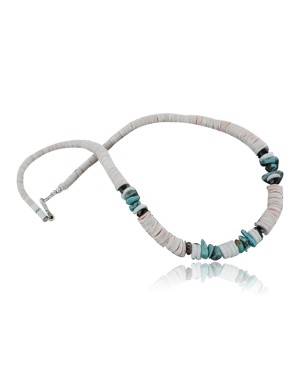 Handmade Certified Authentic Navajo .925 Sterling Silver Graduates Spiny Oyster and Turquoise Native American Necklace 390728903444