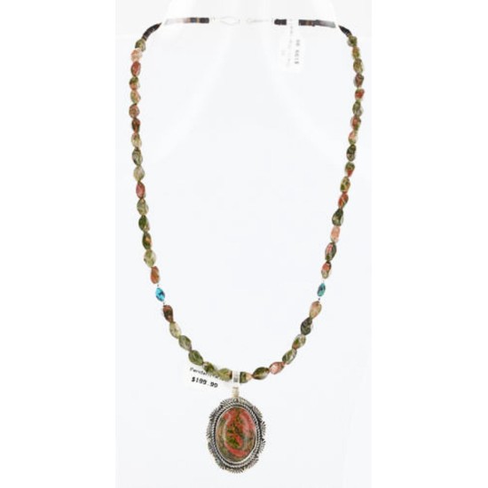Handmade Certified Authentic Navajo .925 Sterling Silver JASPER and Turquoise Native American Necklace 371007399663