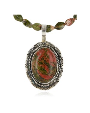 Handmade Certified Authentic Navajo .925 Sterling Silver JASPER and Turquoise Native American Necklace 371007399663