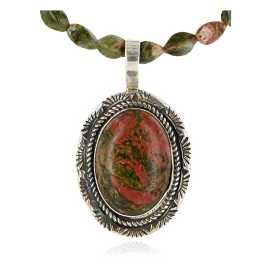 Handmade Certified Authentic Navajo .925 Sterling Silver JASPER and Turquoise Native American Necklace 371007399663