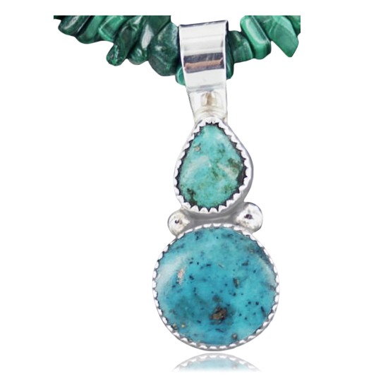Handmade Certified Authentic Navajo .925 Sterling Silver LONE MOUNTAIN and Turquoise Native American Necklace 370908759240