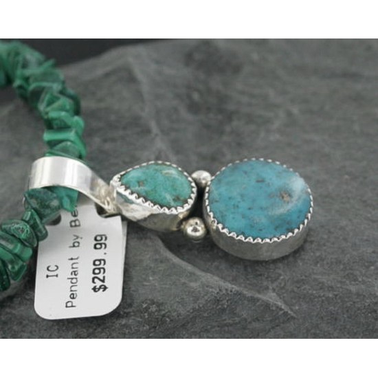 Handmade Certified Authentic Navajo .925 Sterling Silver LONE MOUNTAIN and Turquoise Native American Necklace 370908759240