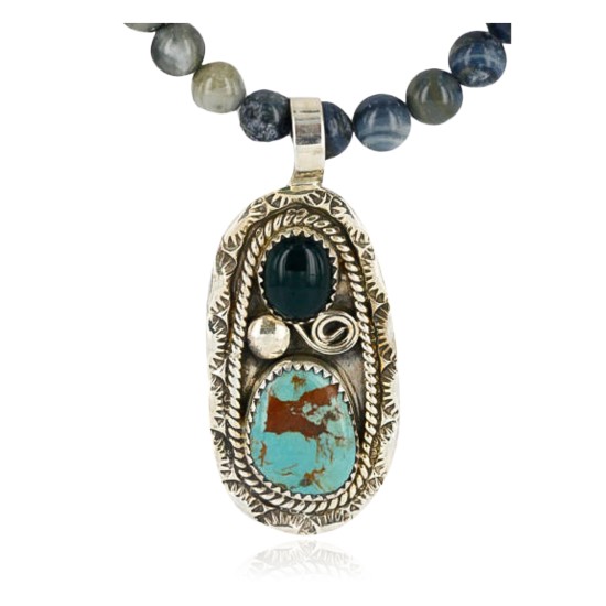 Handmade Certified Authentic Navajo .925 Sterling Silver Malachite and Turquoise Native American Necklace 390805410448