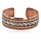 Handmade Certified Authentic Navajo .925 Sterling Silver Maze Native American Pure Copper Bracelet  92018-2