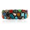 Handmade Certified Authentic Navajo .925 Sterling Silver Multicolor Turquoise, Coral, Lapis Native American Cuff Bracelet 12483