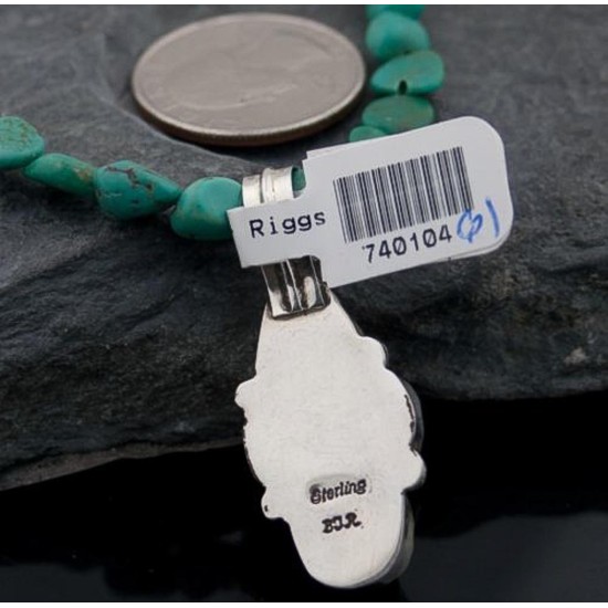 Handmade Certified Authentic Navajo .925 Sterling Silver Natural Beauy and Turquoise Native American Necklace 390612828675