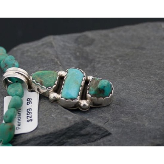 Handmade Certified Authentic Navajo .925 Sterling Silver Natural Beauy and Turquoise Native American Necklace 390612828675