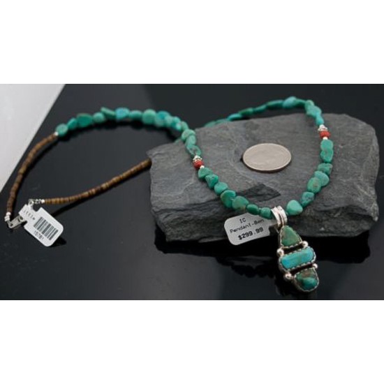 Handmade Certified Authentic Navajo .925 Sterling Silver Natural Beauy and Turquoise Native American Necklace 390612828675