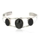 Navajo Native American Black Onyx and Tigers Eye Sterling Silver Bracelet