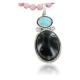 Handmade Certified Authentic Navajo .925 Sterling Silver Natural Black Onyx and Turquoise Native American Necklace 370911139597