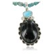 Handmade Certified Authentic Navajo .925 Sterling Silver Natural Black Onyx and Turquoise Native American Necklace & Pendant 370918480661