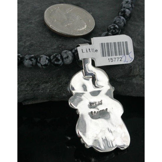 Handmade Certified Authentic Navajo .925 Sterling Silver Natural Black Onyx and Turquoise Native American Necklace & Pendant 370929282361