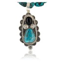 Handmade Certified Authentic Navajo .925 Sterling Silver Natural Black Onyx and Turquoise Native American Necklace & Pendant 390802189741