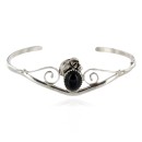 Handmade Certified Authentic Navajo .925 Sterling Silver Natural Black Onyx Native American Bracelet 12948-1