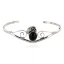Handmade Navajo .925 Sterling Silver Natural Black Onyx Native American Bracelet 12948-1