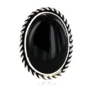 Handmade Navajo .925 Sterling Silver Natural Black Onyx Native American Ring 12522