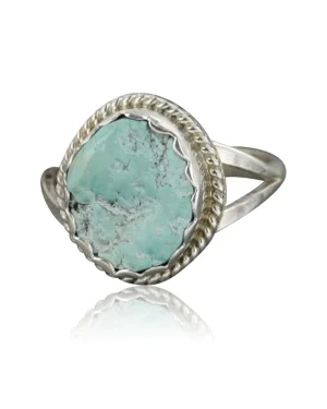 Handmade Navajo .925 Sterling Silver Natural BLUE Mountain Turquoise Native American Ring 370953167492