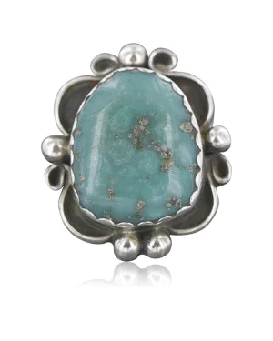 Handmade Navajo .925 Sterling Silver Natural BLUE Mountain Turquoise Native American Ring 390739500121