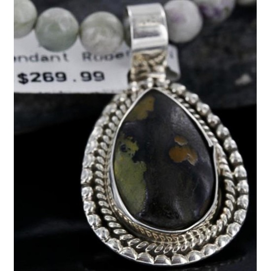Handmade Certified Authentic Navajo .925 Sterling Silver Natural BOULDER Turquoise Native American Necklace 370953402938