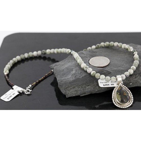 Handmade Certified Authentic Navajo .925 Sterling Silver Natural BOULDER Turquoise Native American Necklace 370953402938
