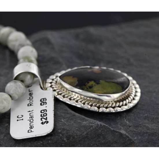 Handmade Certified Authentic Navajo .925 Sterling Silver Natural BOULDER Turquoise Native American Necklace 370953402938