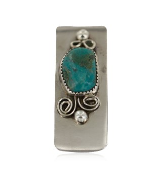 Handmade Certified Authentic Navajo .925 Sterling Silver Natural Carico Lake Native American Nickel Money Clip 91004-3